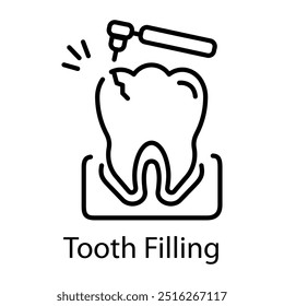 Tooth filling icon in linear style 