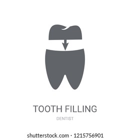 Tooth filling icon. Trendy Tooth filling logo concept on white background from Dentist collection. Suitable for use on web apps, mobile apps and print media.