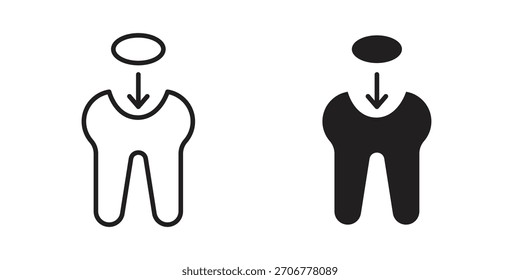 Icono de relleno de dientes glifo de Vector plano y línea de trazo de moda