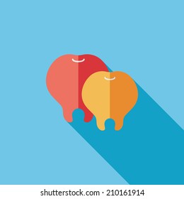 Tooth flat icon with long shadow