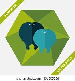 Tooth flat icon with long shadow