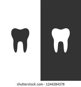 Tooth flat icon on a black and white background