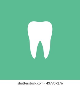 Tooth Flat Icon On Green Background