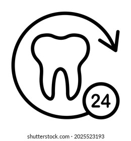 Icono de línea plana dental. Atención dental, símbolo de odontología, servicios de estomatología. Símbolo de esquema para concepto móvil y diseño web, tienda.