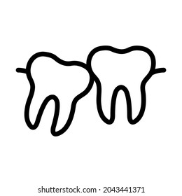Tooth flat line icon. Dental care, Dentistry symbol, stomatology services. Outline sign for mobile concept and web design, store.