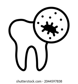 Tooth flat line icon. Dental care, Dentistry symbol, stomatology services. Outline sign for mobile concept and web design, store.