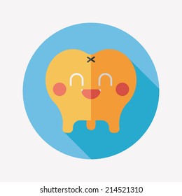 Tooth Flat style Icon with long shadows