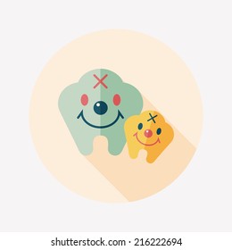 Tooth Flat style Icon with long shadows