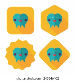 Tooth Flat style Icon with long shadows,eps10