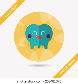 Tooth Flat style Icon with long shadows,eps10