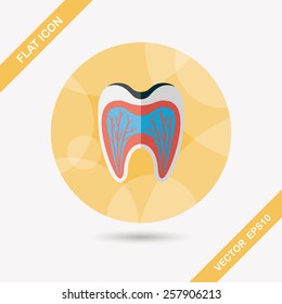 Tooth Flat style Icon with long shadows