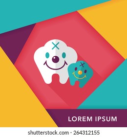 Tooth flat style icon with long shadow,eps10