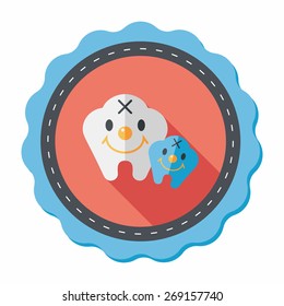 Tooth flat style icon with long shadow,eps10