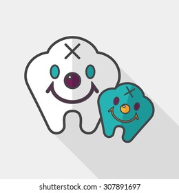 Tooth flat style icon with long shadow,eps10