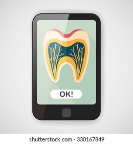 Tooth Flat style Icon with long shadows