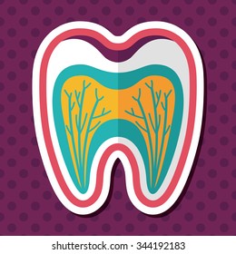 Tooth Flat style Icon with long shadows