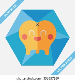 Tooth Flat style Icon with long shadows,eps10