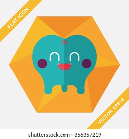 Tooth Flat style Icon with long shadows,eps10