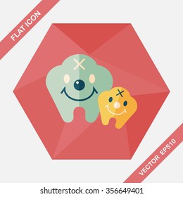 Tooth flat style icon with long shadow,eps10