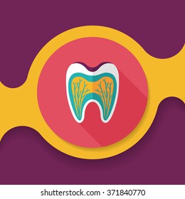Tooth Flat style Icon with long shadows