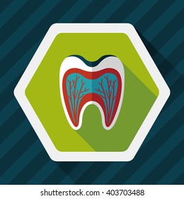 Tooth Flat style Icon with long shadows