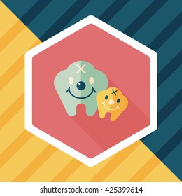 Tooth flat style icon with long shadow,eps10