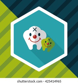 Tooth flat style icon with long shadow,eps10
