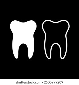 Tooth flat vector icon design on black background