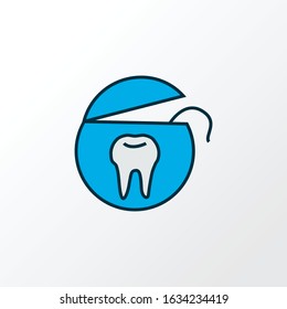 Tooth floss icon colored line symbol. Premium quality isolated dental rope element in trendy style.