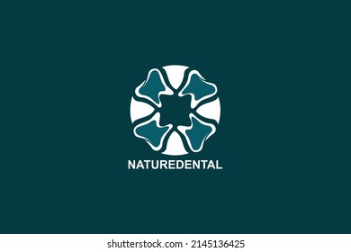Zahn-Blumenkreismuster für Dental Logo Design. Design des Dental Care Logos.