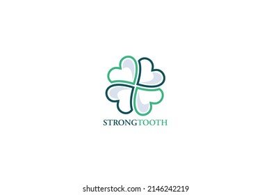 Tooth Flower circle pattern for Dental logo design. Dental care logo design.