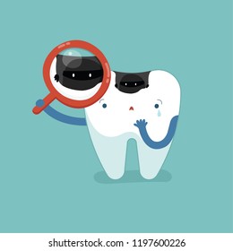 Tooth found decayed tooth, dental concept vector.