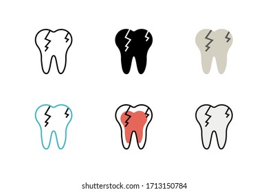 tooth fracture icon vector illustration with different style design. isolated on white background
