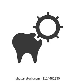 Tooth and gear, function of tooth, dental related solid icon