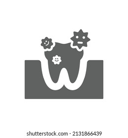 Tooth, germs icon. Gray vector illustration.