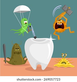 Tooth and germs. Vector flat illustration