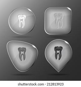 Tooth. Glass buttons. Vector illustration.