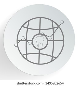 Tooth and globe flat icon. Vector line flat style design illustration.