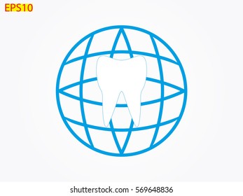 tooth, globe, icon, vector illustration eps10