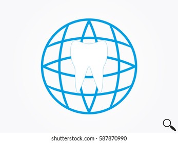 tooth, globe, icon, vector illustration eps10