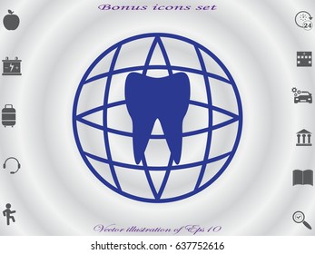 tooth, globe, icon, vector illustration eps10