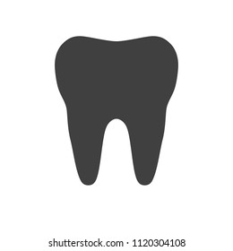 Tooth Glyph Vector Icon. Isolated on the White Background. Editable EPS file. Vector illustration.