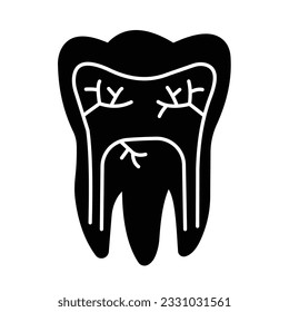 Tooth Glyph Vector Icon that can easily edit or modify

