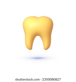 Tooth gold 3d on white background. Isolated graphic template. Template design vector illustration