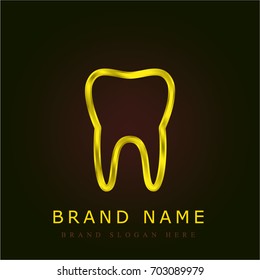 Tooth golden metallic logo