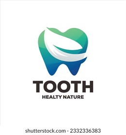 tooth gradient mascot illustration logo design