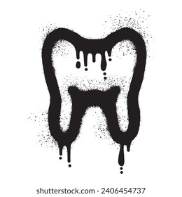 Tooth graffiti drawn with black spray paint