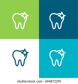 Tooth green and blue material color minimal icon or logo design