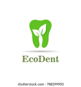tooth green leaf nature logo
