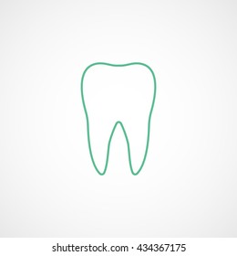 Tooth Green Line Icon On White Background